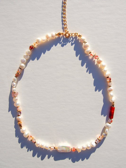 Golden Hour Pearl & Firestone Necklace